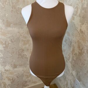 Abercrombie & Fitch Nude Ribbed Sleeveless Bodysuit